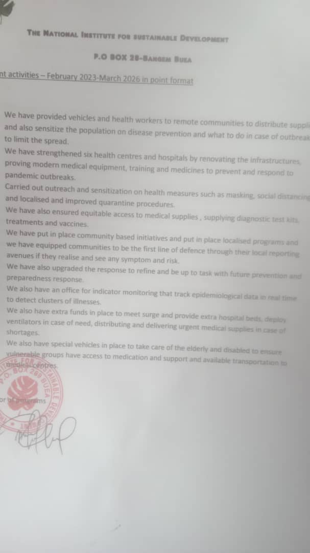 A signed and stamped NISD record of pandemic preparedness activities, February 2023 to March 2026.